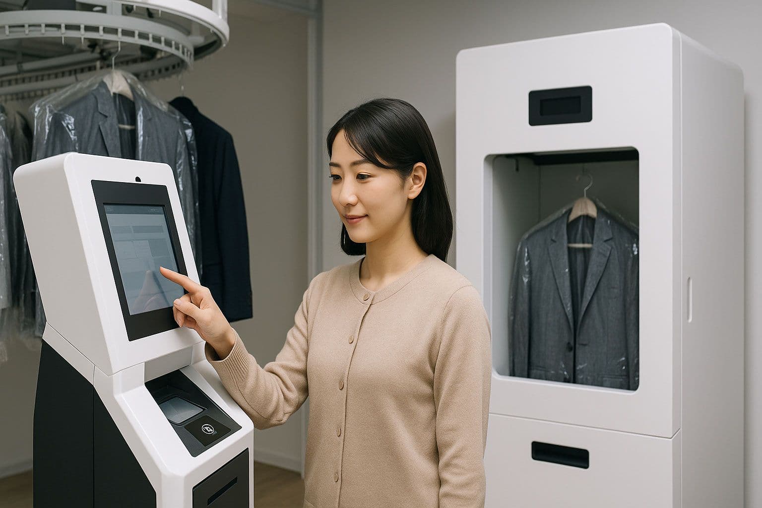 AIで24時間対応するクリーニング受付・お渡しロボット