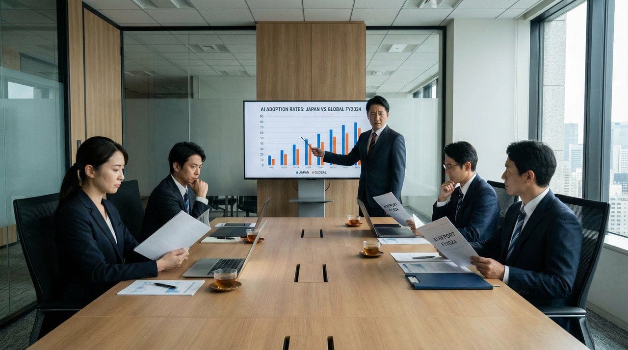 a team analyzing comparative AI adoption rates 